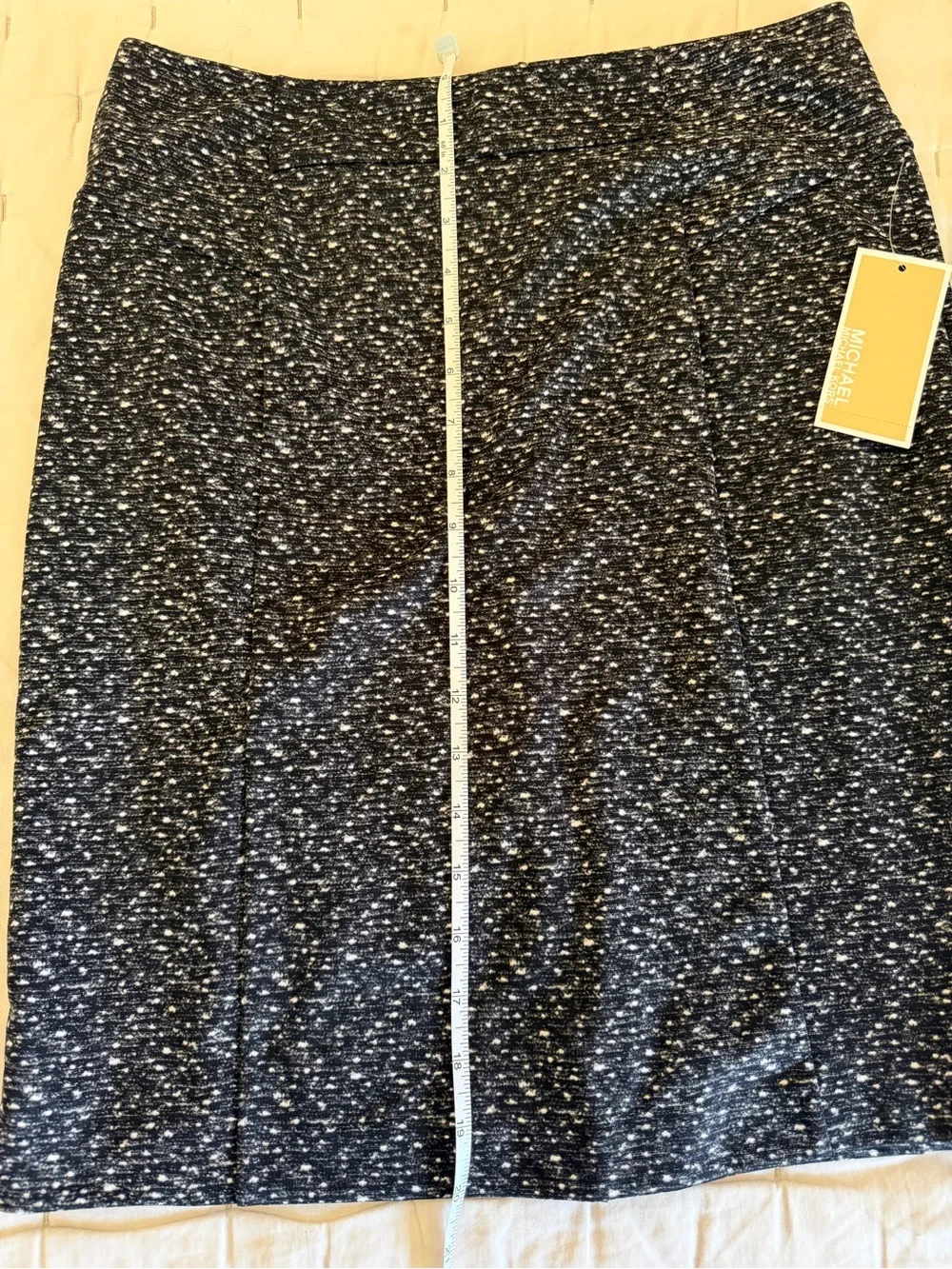 NWT MICHAEL KORS BLACK SPECKLED STRETCH ZIPPERED PENCIL SKIRT Size 4 MSRP $89.50